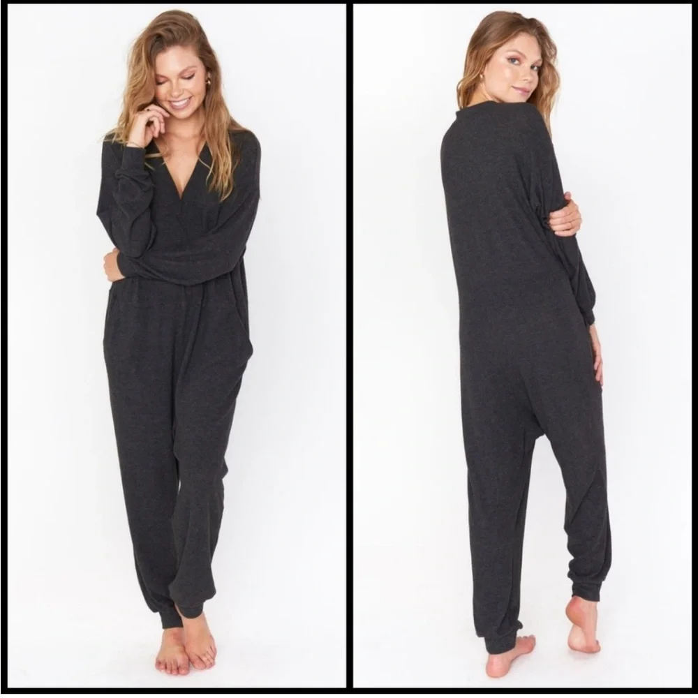 NWT Show Me Your MUMU Jules Cozy Loungewear Jumpsuit Charcoal Gray Size small - Picture 1 of 7